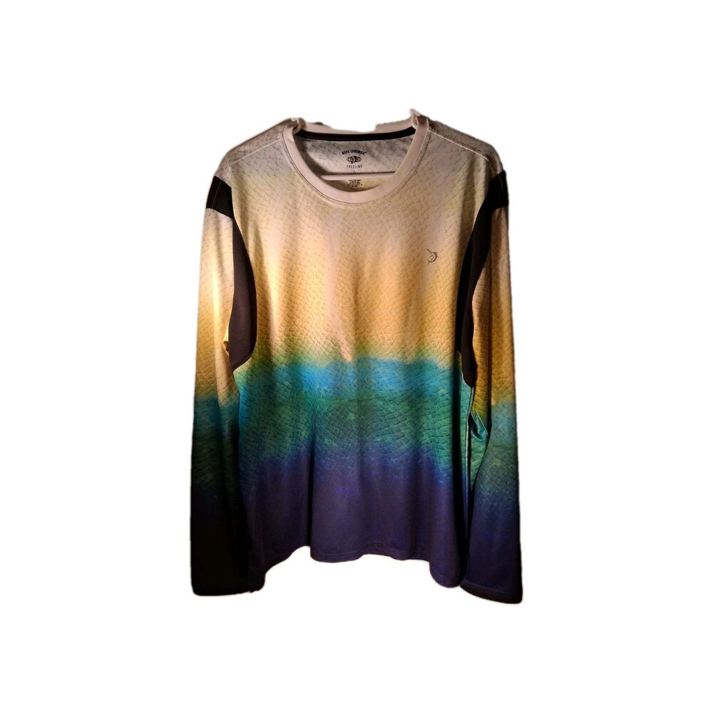 Reel Legends Freeline Mens Long Sleeve Shirt Size L Multicolor Fish Scale